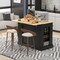 Adjustable Kitchen Island with Storage Cabinet and Solid Wood Top